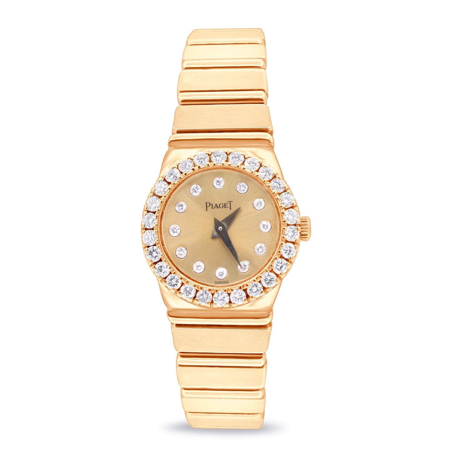 POLO LADIES 18K YELLOW GOLD, DIAMOND BEZEL, CHAMPAIGNE DIAL