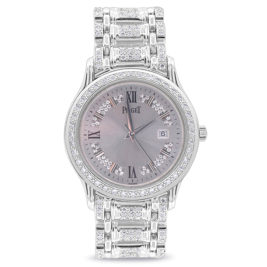 LADIES POLO 18K WHITE GOLD, SILVER/DIAMONDS DIAL