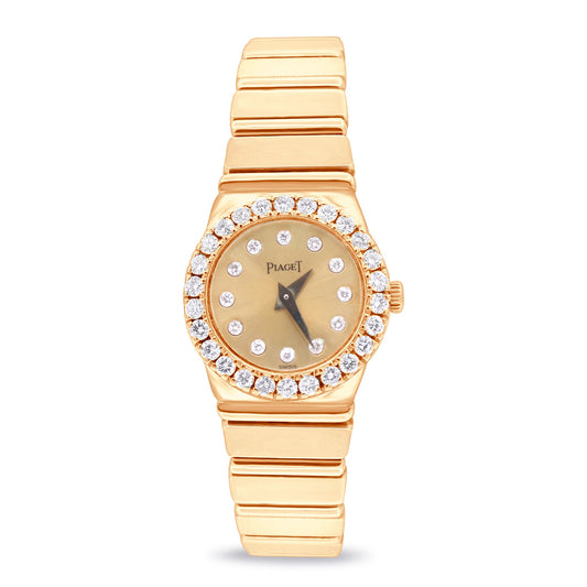 POLO LADIES 18K YELLOW GOLD, DIAMOND BEZEL, CHAMPAIGNE DIAL