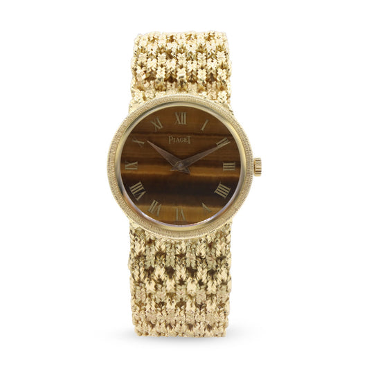 LADIES 18K YELLOW GOLD TIGER EYE DIAL