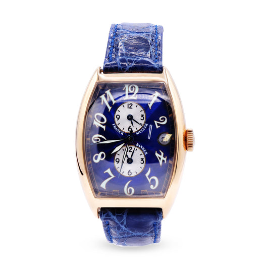 MASTER BANKER 18K ROSE GOLD, BLUE DIAL