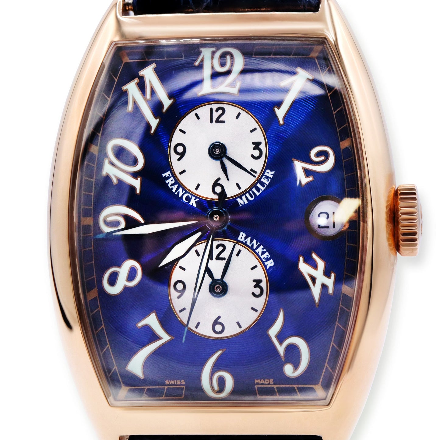 MASTER BANKER 18K ROSE GOLD, BLUE DIAL