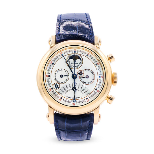 PERPETUAL CALENDAR CHRONOGRAPH AUTOMATIC MOON PHASE 18K ROSE GOLD, SILVER DIAL